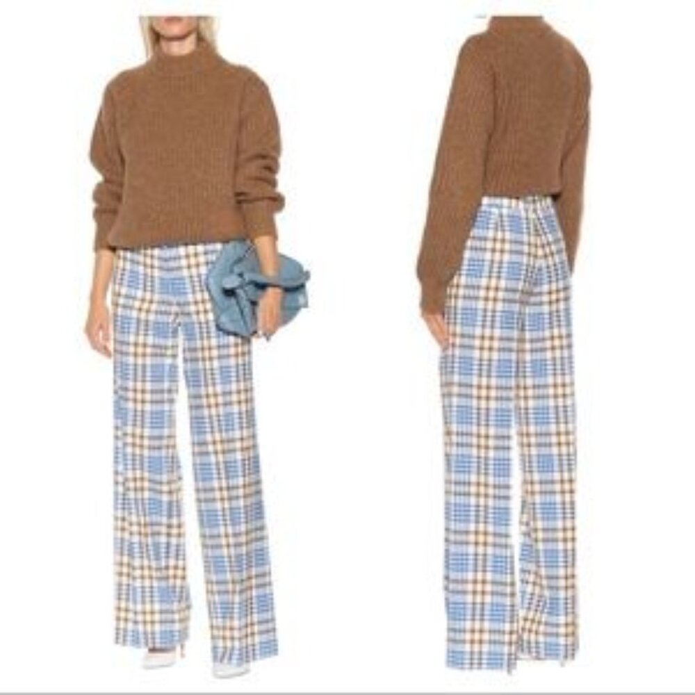NEW Victoria Beckham 2018 plaid wide leg trousers